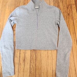 Sunday Best Light Grey Cropped Quarter Zip Long Sleeve